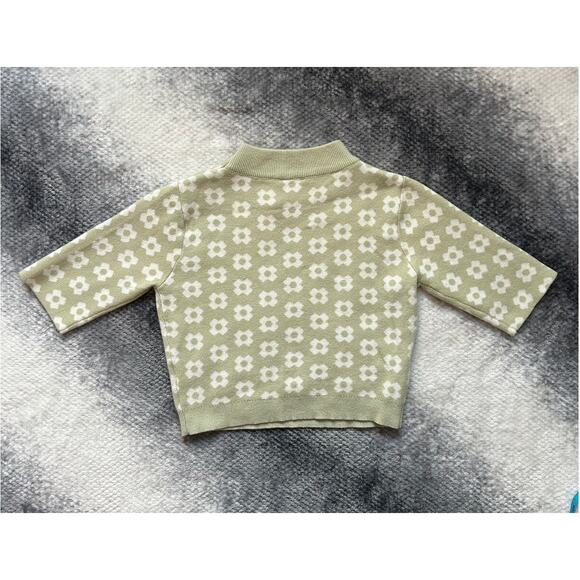 Princess Polly Ribbed Green Floral Mock Neck Pullover Sweater Size Small Medium - Picture 2 of 8